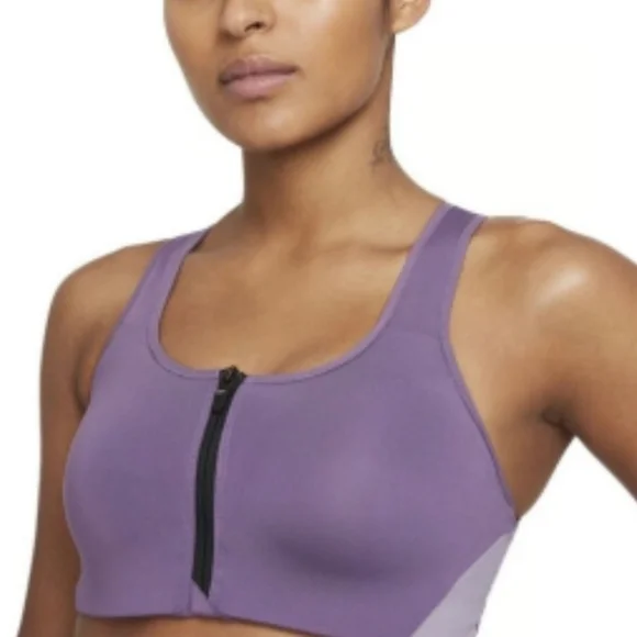 Nike Shape High Support Padded Zip Front Sports Bra Amethyst Smoke/Violet Haze - Picture 3 of 4